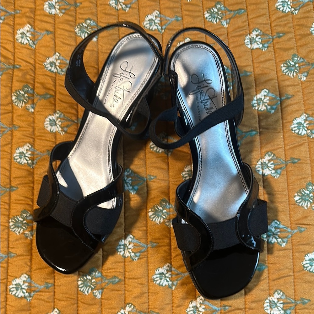 Elegant Black Strappy Heeled Sandals